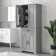 Bathroom Storage Cabinet with Doors and Drawer, Multiple Storage Space, Adjustable Shelf, Grey