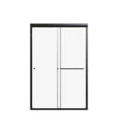 Matte Black Semi-Frameless Double Sliding Shower Door with Tempered Glass, 44'-48'W x 72'H
