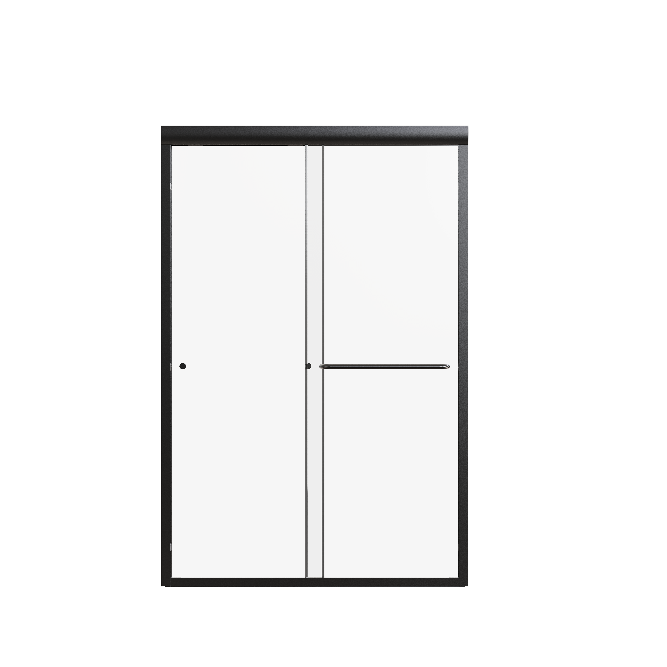 Matte Black Semi-Frameless Double Sliding Shower Door with Tempered Glass, 44'-48'W x 72'H