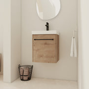 18'' Floating Wall-Mounted Bathroom Vanity with Ceramic Sink & Soft-Close Cabinet Door, For Small Bathroom
