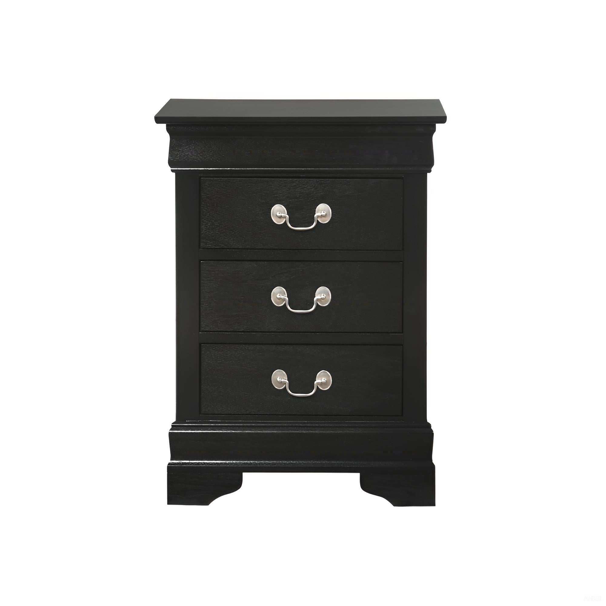 Timeless Traditional Black Nightstand With Storage Options Particle Board 29 x 21 Inches