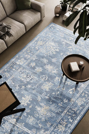 Everly Blue, Ivory and Beige Viscose  Area Rug