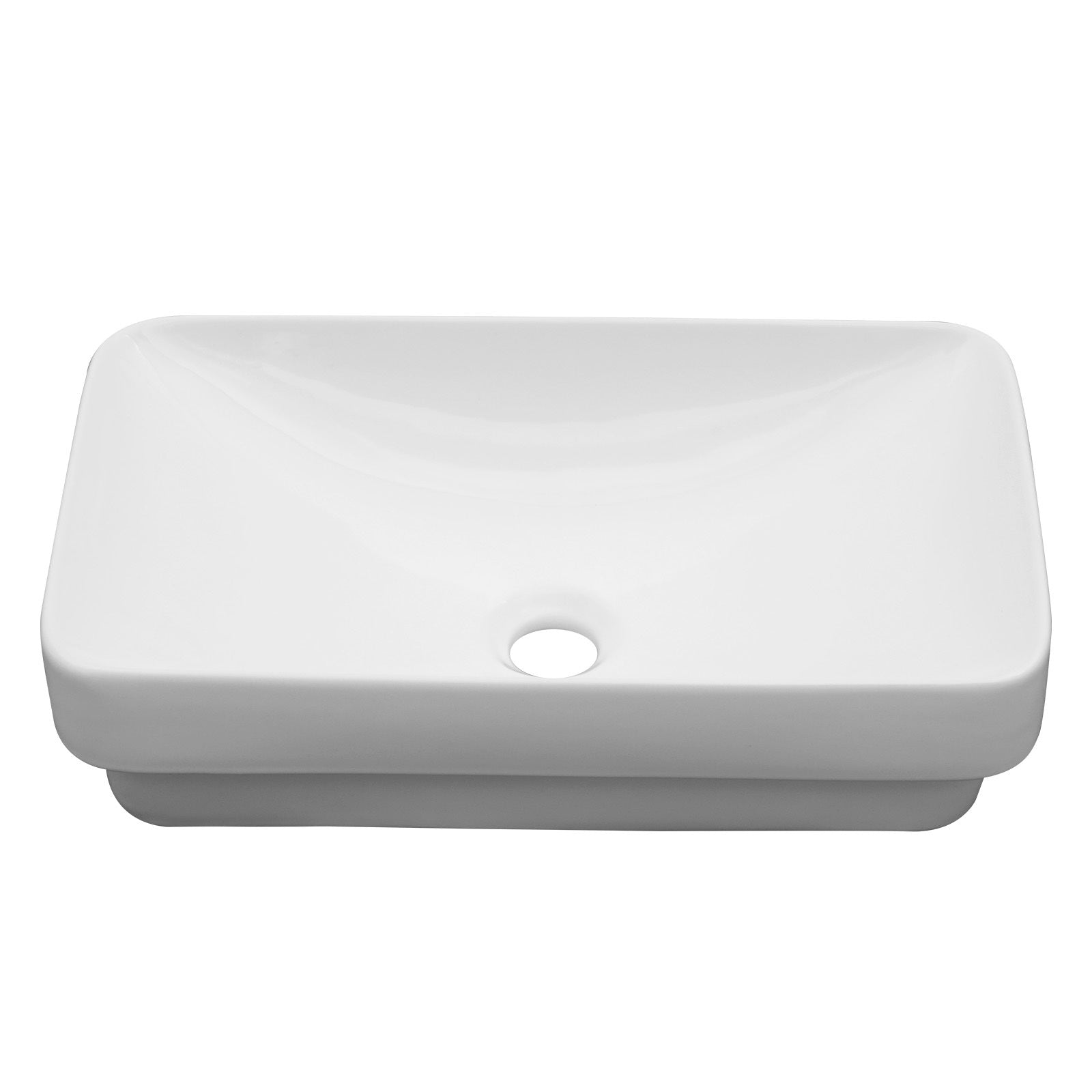 Modern Semi-Recessed White Ceramic Bathroom Sink with Countertop Vessel Design, 19'x12'