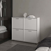 White Tilt-Out Shoe Storage Cabinet with Multiple Compartments and Modern Desig