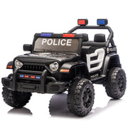 12V Kids Electric Police Car W/ Parent Remote Control,Dual drive,Four-wheel Suspension,With music,Bluetooth,MP3,USB,with headlights, steering wheel quick release,Slow start for Kids Aged 2-4.