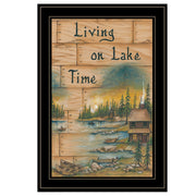 'Living On The Lake' by Mary June, Ready to Hang Framed Print, Black Frame
