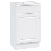 White 18' Bathroom Vanity with Sink, MDF & Ceramic, Adjustable Shelf, 18'L x 16'W x 32'H