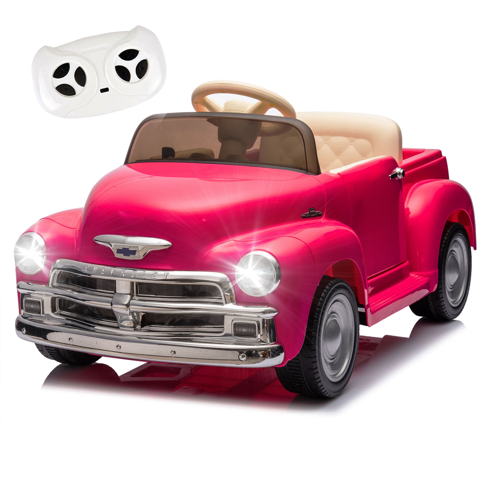 12V Kids Ride On truck car w/parents control, Licensed Chevrolet 3100 pickup,electric car for kid,Vintage modeling,3 speeds,LED Lights,Bluetooth,USB,High-power up to 4.35 km/h,age 3+