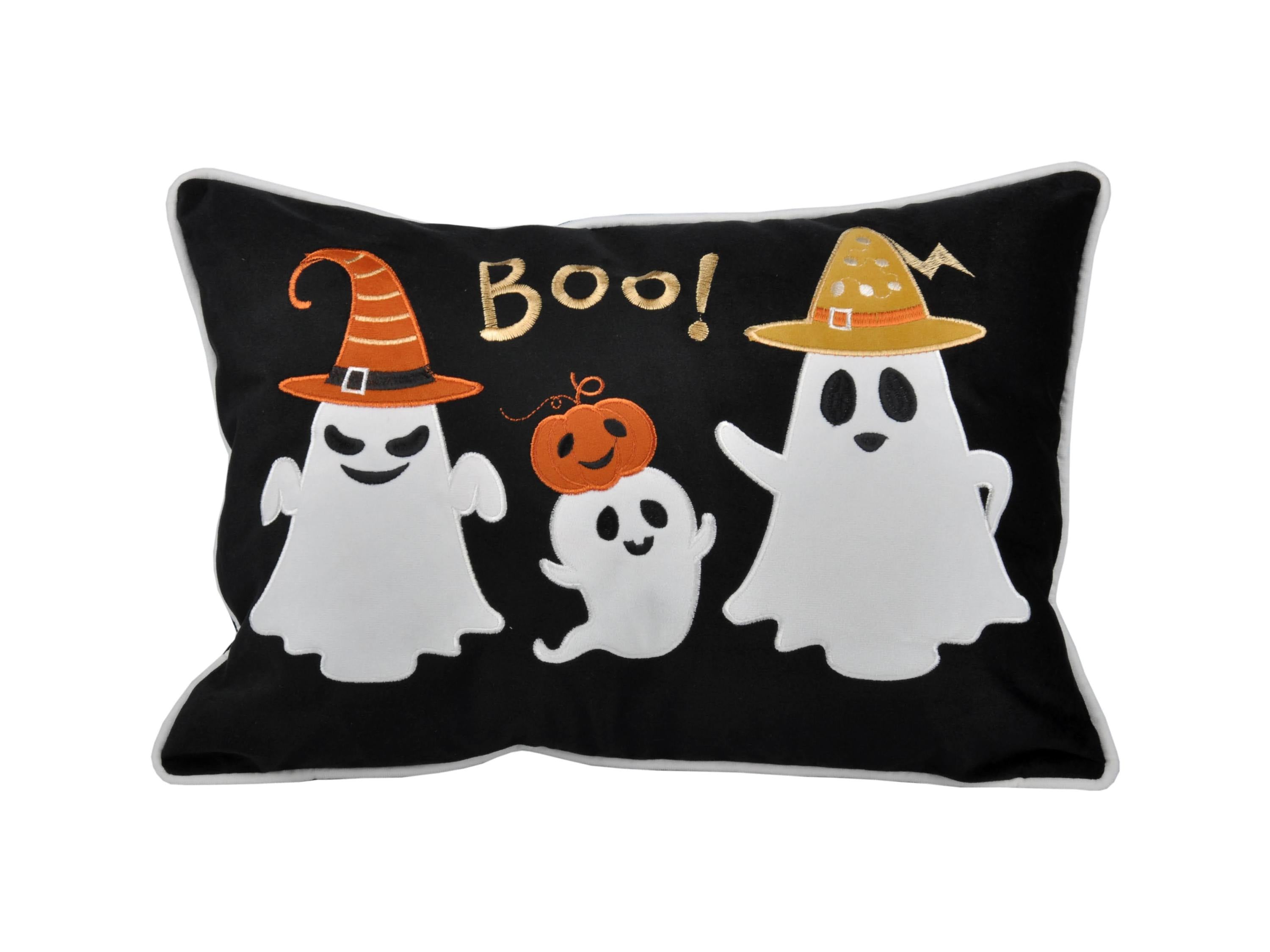 Halloween Boo Ghost Velvet Throw Pillow