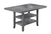 Modern Unique 1pc Dining Table 2-Shelves Gray Rubber wood Counter Height Table Dining Room Furniture