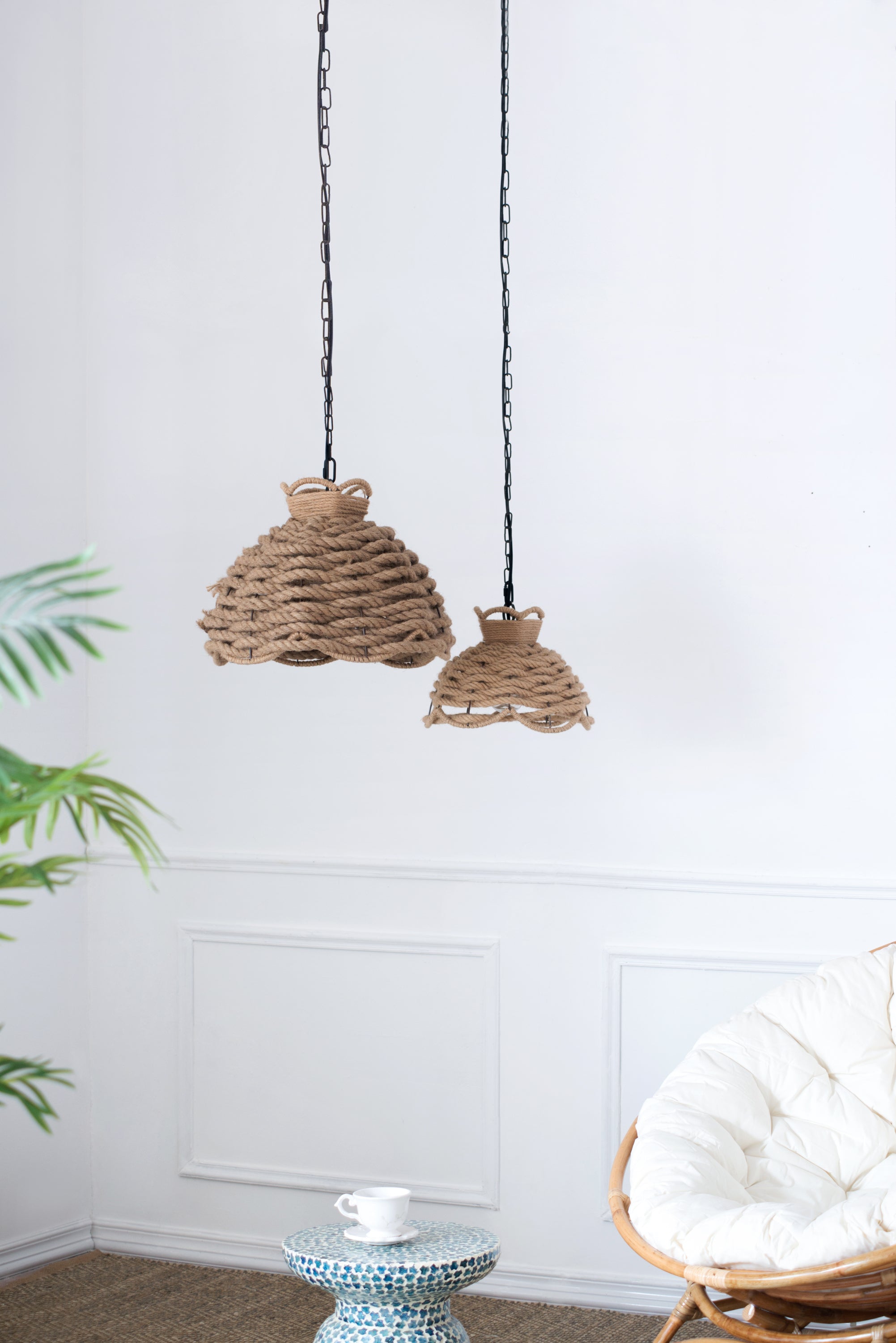 S/2 Rope Woven Chandelier