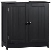 HOMCOM Under Sink Bathroom Cabinet with 2 Doors and Shelf, Pedestal Sink Bathroom Vanity Cabinet, Black