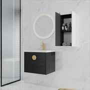 24' Wall-Mounted Bathroom Vanity With Ceramic Sink and Side Cabinet, Soft Close Doors, 00112WH-06324BCT Combination Cabinet(KD-Packing)