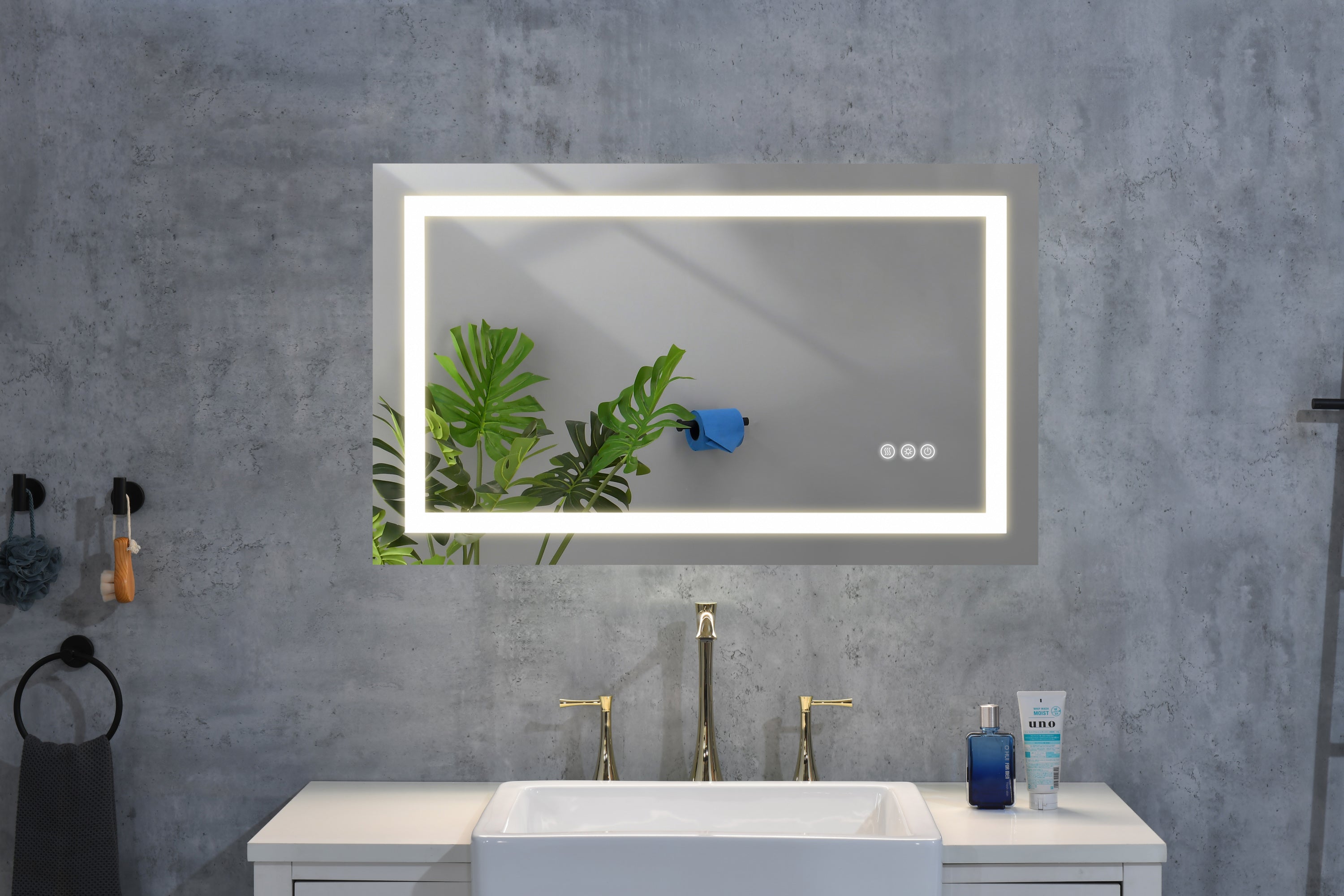 LED Bathroom Mirror 40  'x   26' with Front and Backlight, Large Dimmable Wall Mirrors with Anti-Fog, Memory, 3 Colors, LED Vanity Mirror