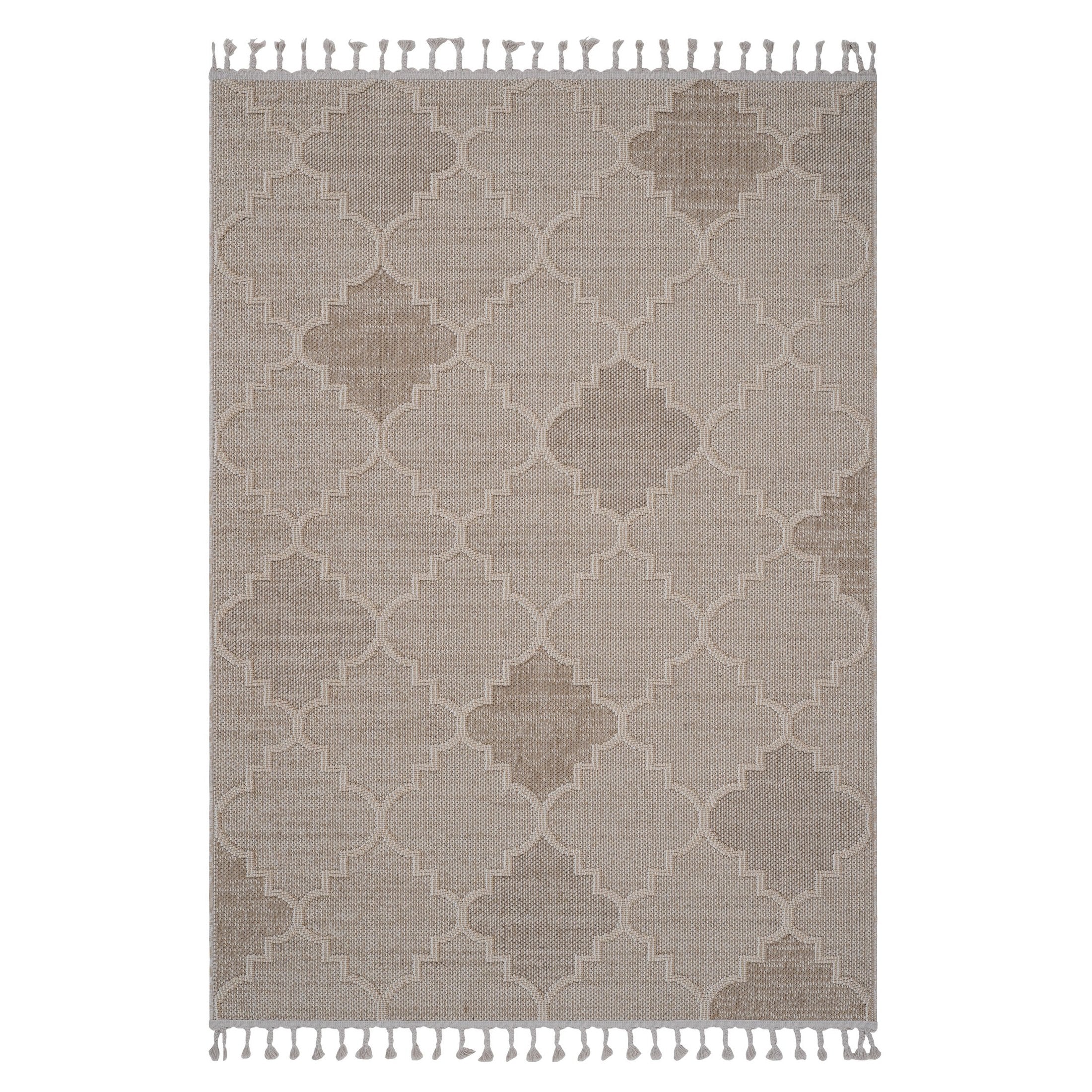 Guros Collection 5X7 Cream / Trellis Indoor / Outdoor Area Rug