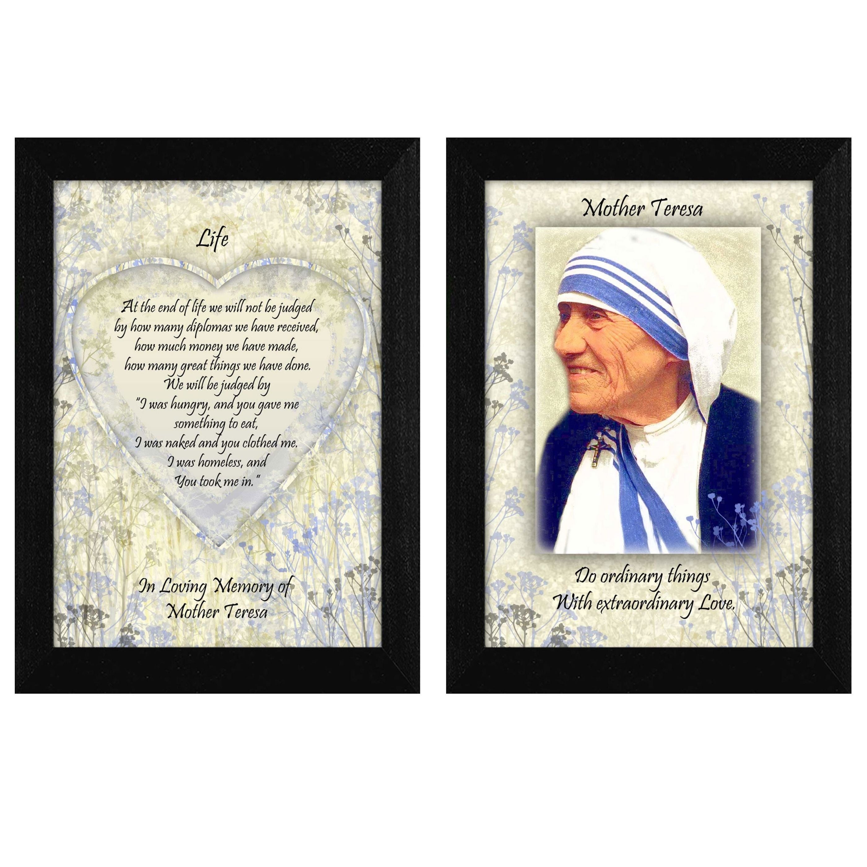 'Life Quotes 2-Piece Vignette by Mother Teresa Collection', Printed Wall Art, Ready To Hang Framed Poster, Black Frame