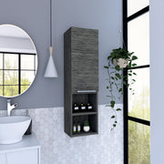 Medicine Single Door Cabinet  32' H, Two External Shelves, Two Interior Shelves, Smokey Oak