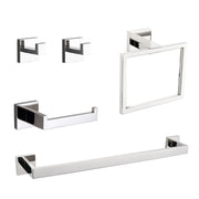 5-Piece SUS304 Bathroom Set: Towel Bar + Ring + Hooks + TP Holder, Brushed Finish