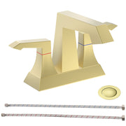 2-Handle Heavy Duty Bathroom Faucet with Drain and Supply Kits, Modern Style Lavatory Deck Mounted Faucet Brushed Nickel 4001-NA