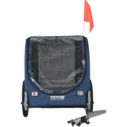 Dog Bike Trailer, Supports up to 100 lbs, Pet Cart Bicycle Carrier, Easy Folding Frame with Quick Release Wheels, Universal Bicycle Coupler, Reflectors, Flag, Collapsible to Store, Blue/Black