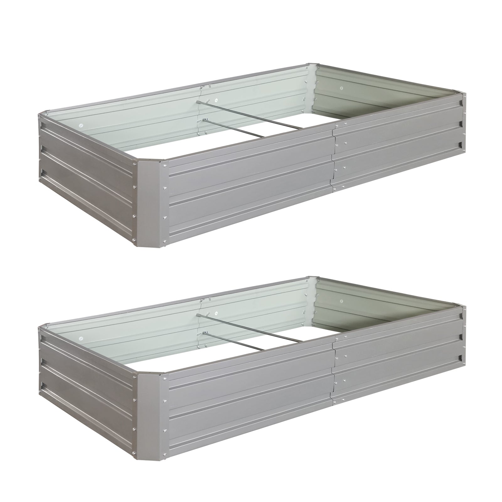 6 x 3 x 1 ft (2 pack) Metal Garden Bed,Outdoor Planter Box Metal Patio Kit Planting Bed for Vegetables Flowers Herb,Grey