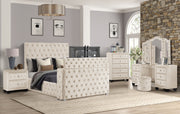 Encore Modern Style Tufted and Upholstered Queen 5PC Vanity Bedroom set made with wood in Beige(CA Inventory)