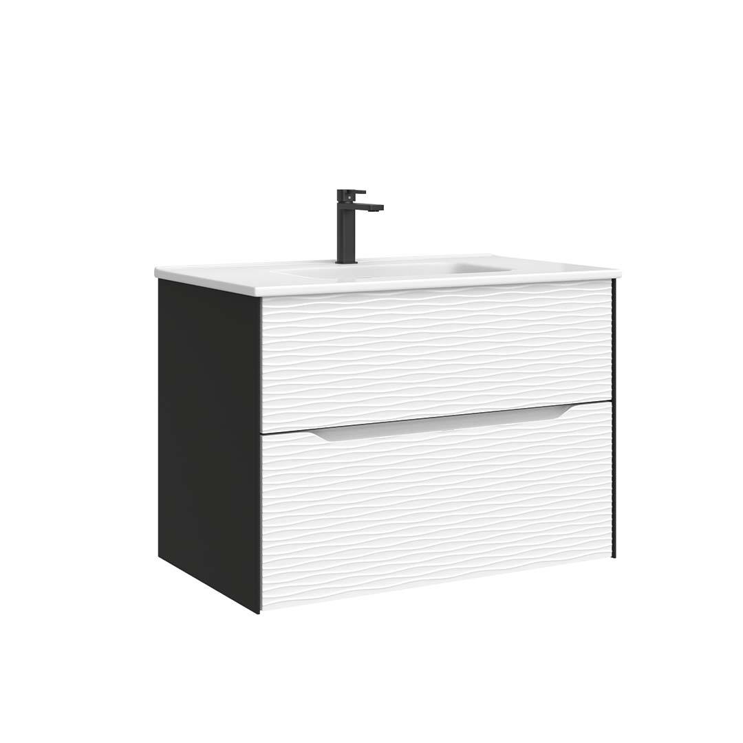 DAX Sahara Vanity Cabinet 32 Matt Black / Matt White w/ Onix Basin