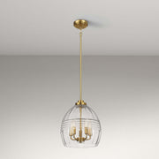 Zen Five Pendant Chain Hanging Light with Clear Glass - Satin Brass