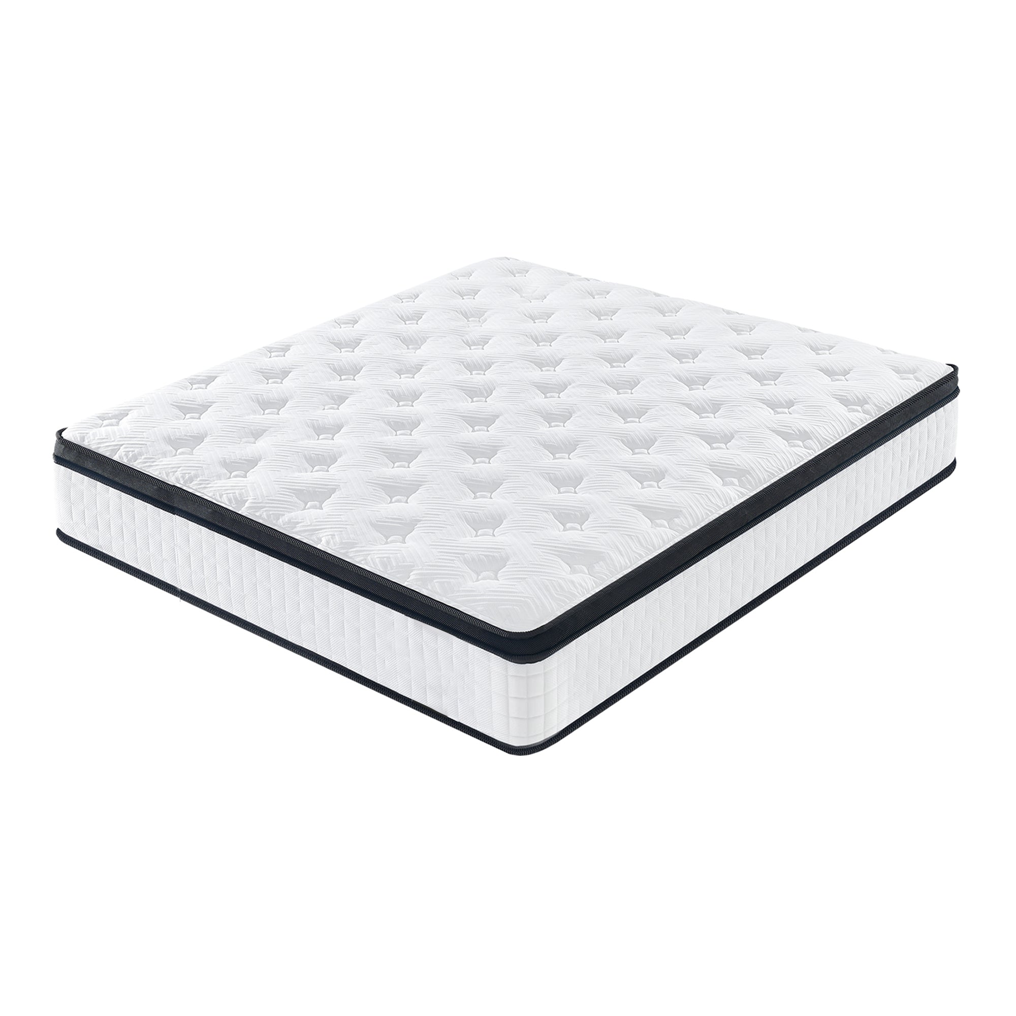 Full Size 12INCH CertiPUR-US Hybrid Mattress with 7-Zoned Individual Pocket Spring Memory Foam Breathable Knitted Fabric Cover White