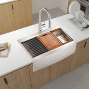33x22x10'Farmhouse Apron Single Bowl Stainless Steel Kitchen Sink with Workstation