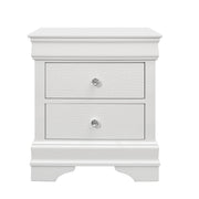 SHAKER Crocodile Metallic White Nightstand with Crystal Embellished Hardware in Solid Wood and MDF