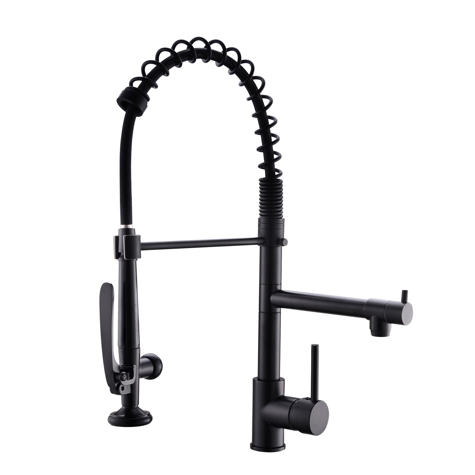 Commercial Kitchen Faucet Pull Down Sprayer Black and Nickel,Single Handle Kitchen Sink Faucet