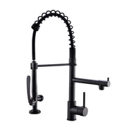 Commercial Kitchen Faucet Pull Down Sprayer Black and Nickel,Single Handle Kitchen Sink Faucet