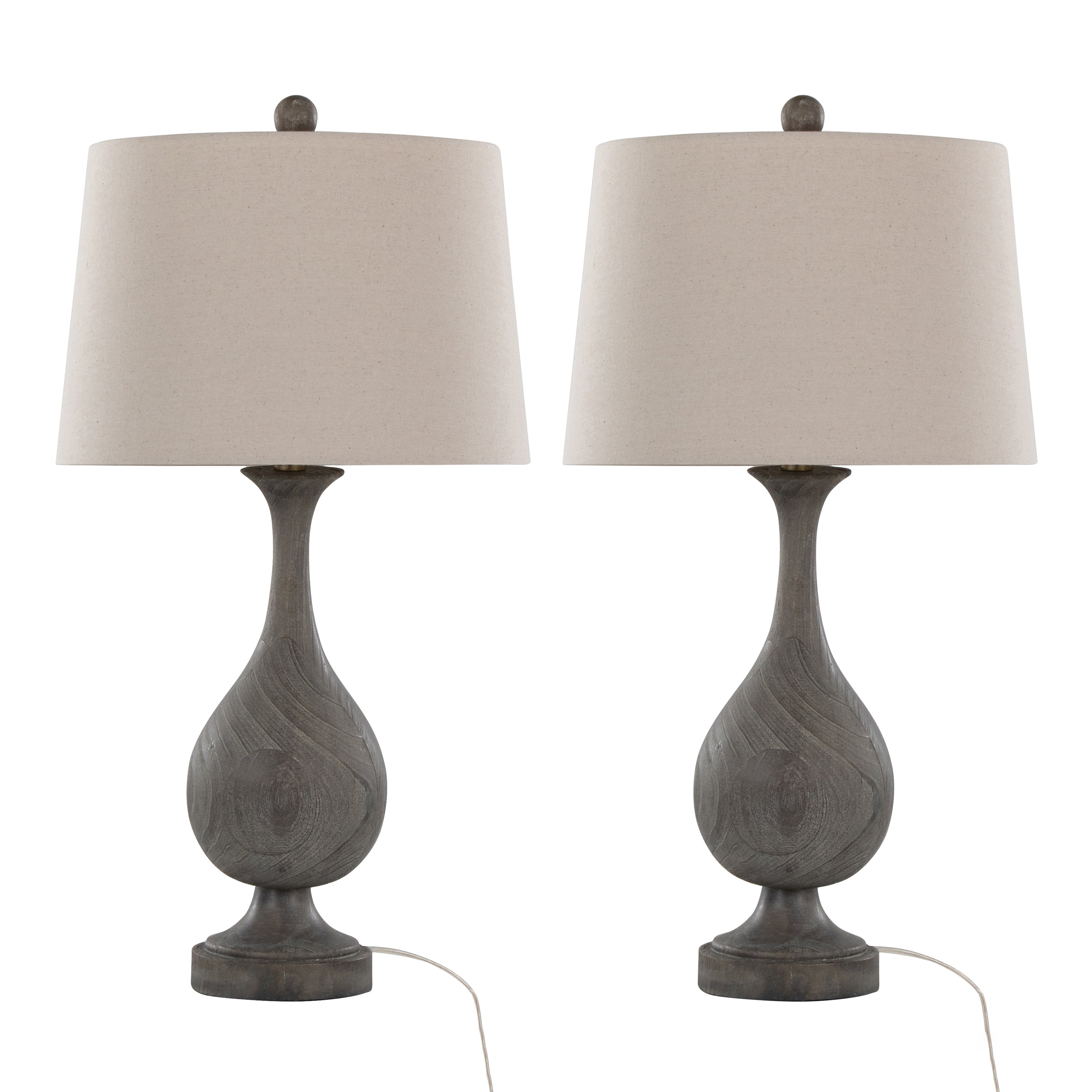 Cipolla Poly 29' Farmhouse Polyresin Table Lamp in Acid Griffin Wood Polyresin, Antique Soft Brass and Natural Linen Shade from Grandview Gallery by LumiSource - Set of 2