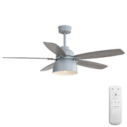 52-Inch Premium Cement Gray Ceiling Fan With Light,E26 Bulb Included,Remote Control,DC Motor,5 Plywood Blades