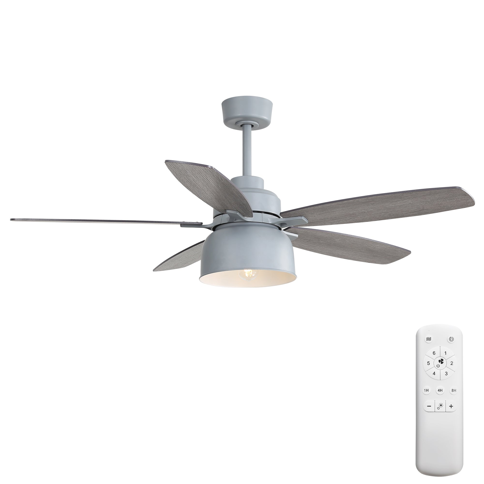 52-Inch Premium Cement Gray Ceiling Fan With Light,E26 Bulb Included,Remote Control,DC Motor,5 Plywood Blades