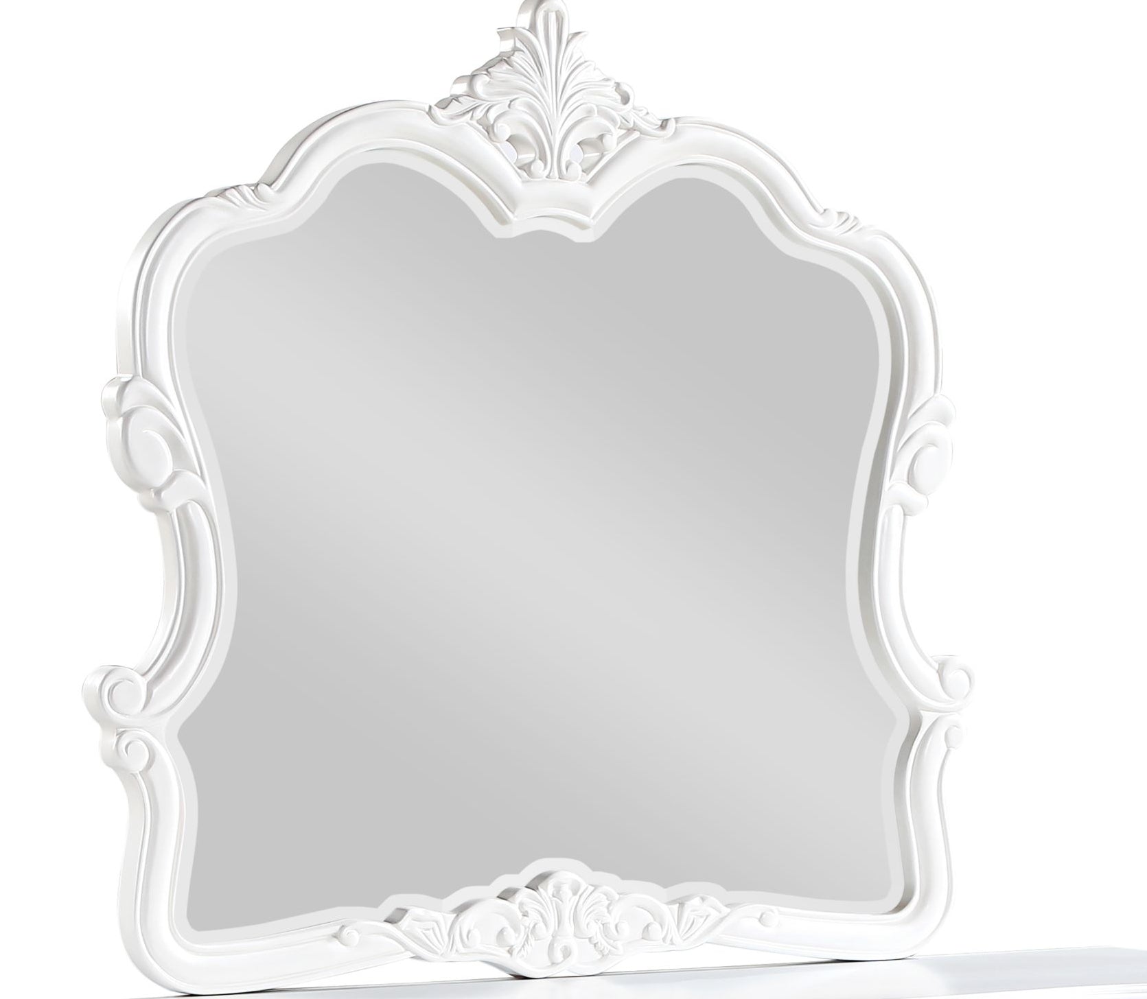 Opulence Modern Style Mirror Made with Wood in Pearl White