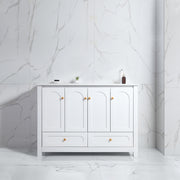 48' White Bathroom Vanity with Ceramic Sink Combo, Abundant Storage Cabinet -4 Soft close doors and 2 drawers