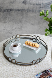 D18x2' Valentina Silver Round Mirror Tray,Large