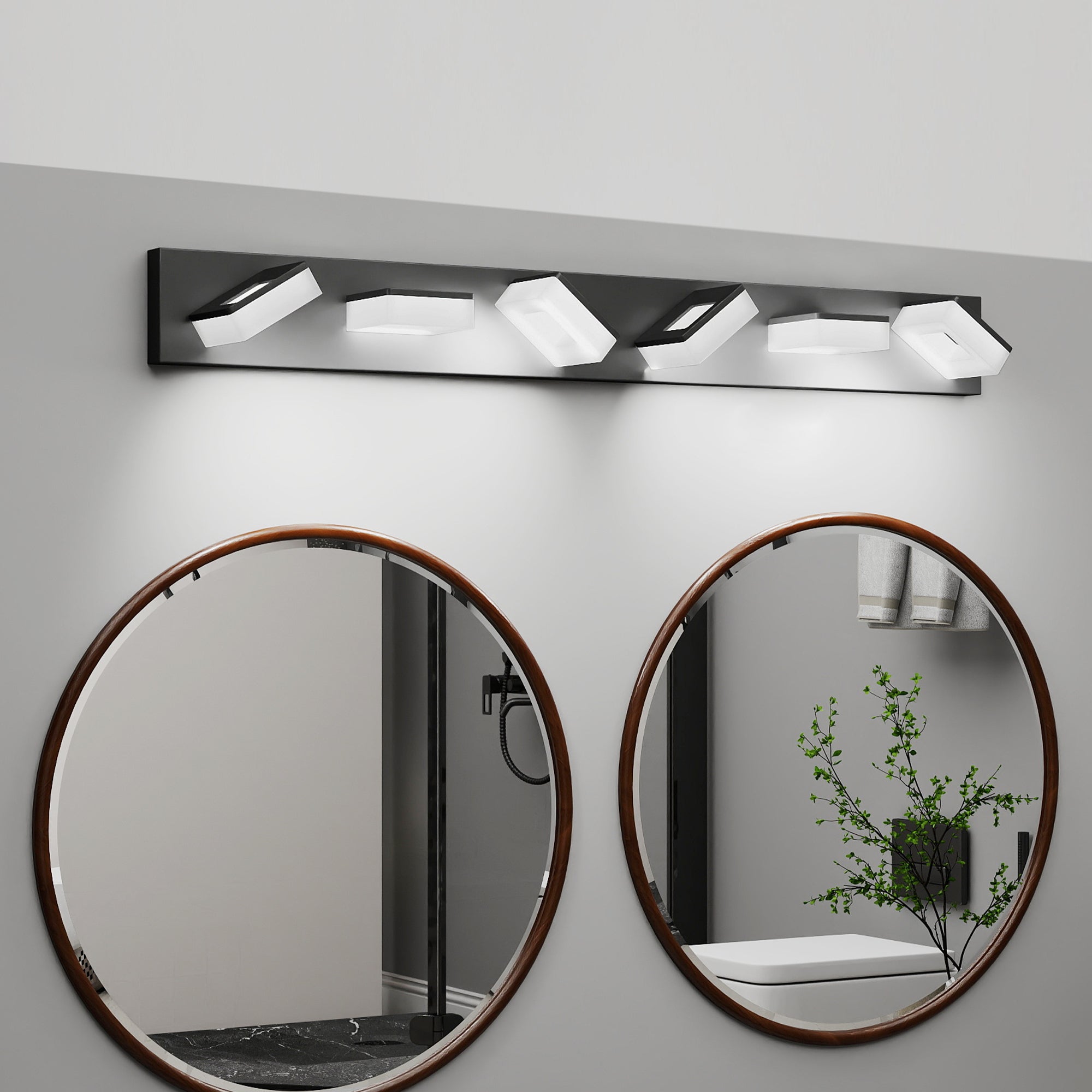 LED Modern Bathroom Vanity Light Fixtures (6-Light, 39-Inch), Matte Black Modern Acrylic Bathroom Wall Lighting Fixtures Over Mirror (Cool White 6000K)