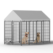 Large Dog Kennel Outdoor Pet Pens Dogs Run Enclosure Animal Hutch Metal Coop Fence with Roof Cover. 7.94'L x 4.13'W x 5.95'H.