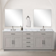 White Oak Double Bath Vanity 84 in. W x 22 in. D