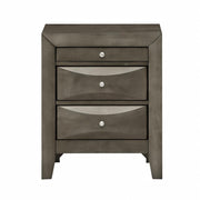 Stylish Elegant Gray Storage Nightstand with Three Drawers Particle Board 28'H x 23'W x 17'D