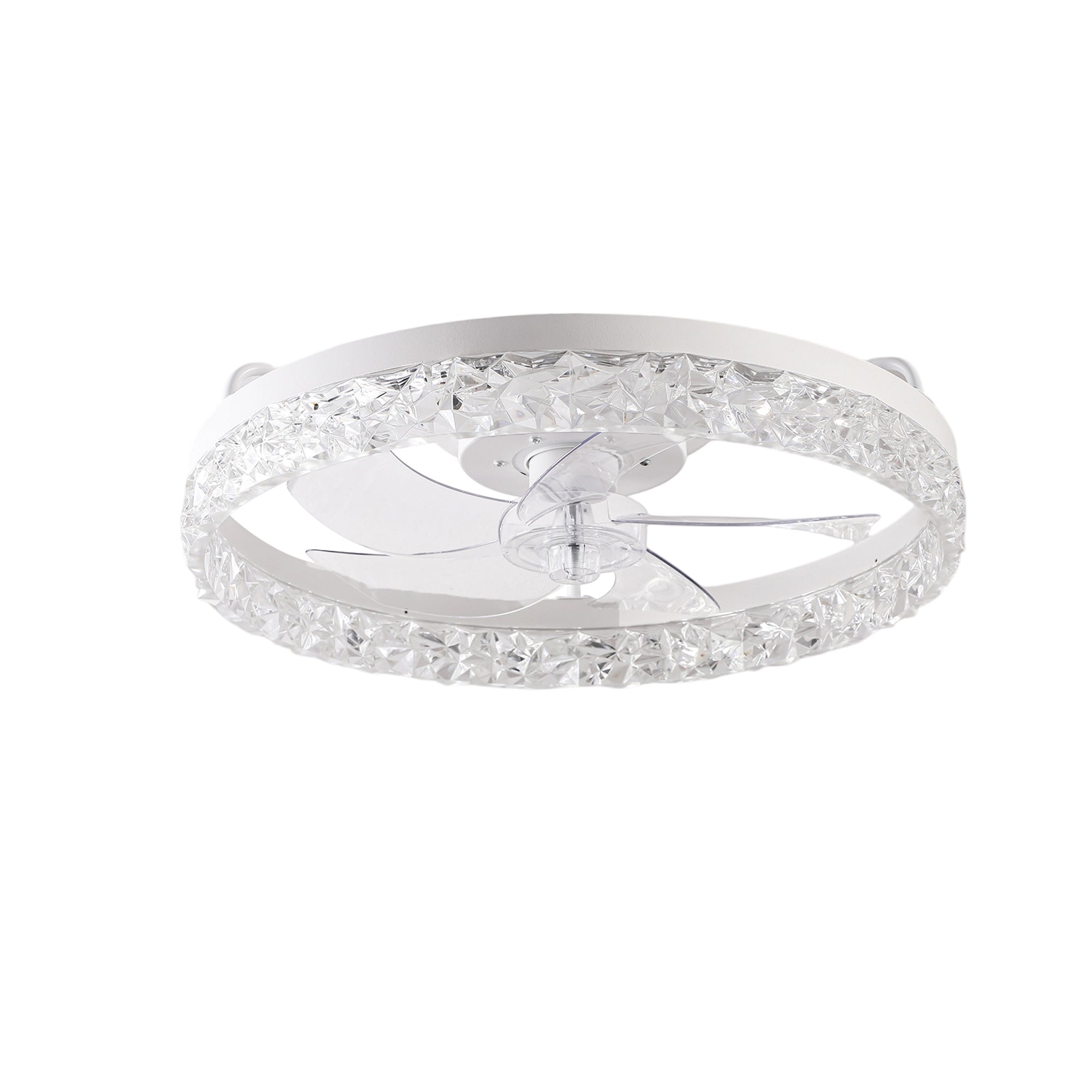 19' White Frame Iceberg Bedroom Fan Light with Remote Control, Dimmable, 7 Blades, Reversible DC Motor, with LED Light