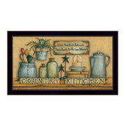 'Country Kitchen' By Mary June, Printed Wall Art, Ready To Hang Framed Poster, Black Frame