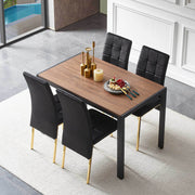 5-Pieces Dining Set Including Black Velvet High Back Golden Color Legs Nordic Dining Chair & Creative Design MDF Dining Table