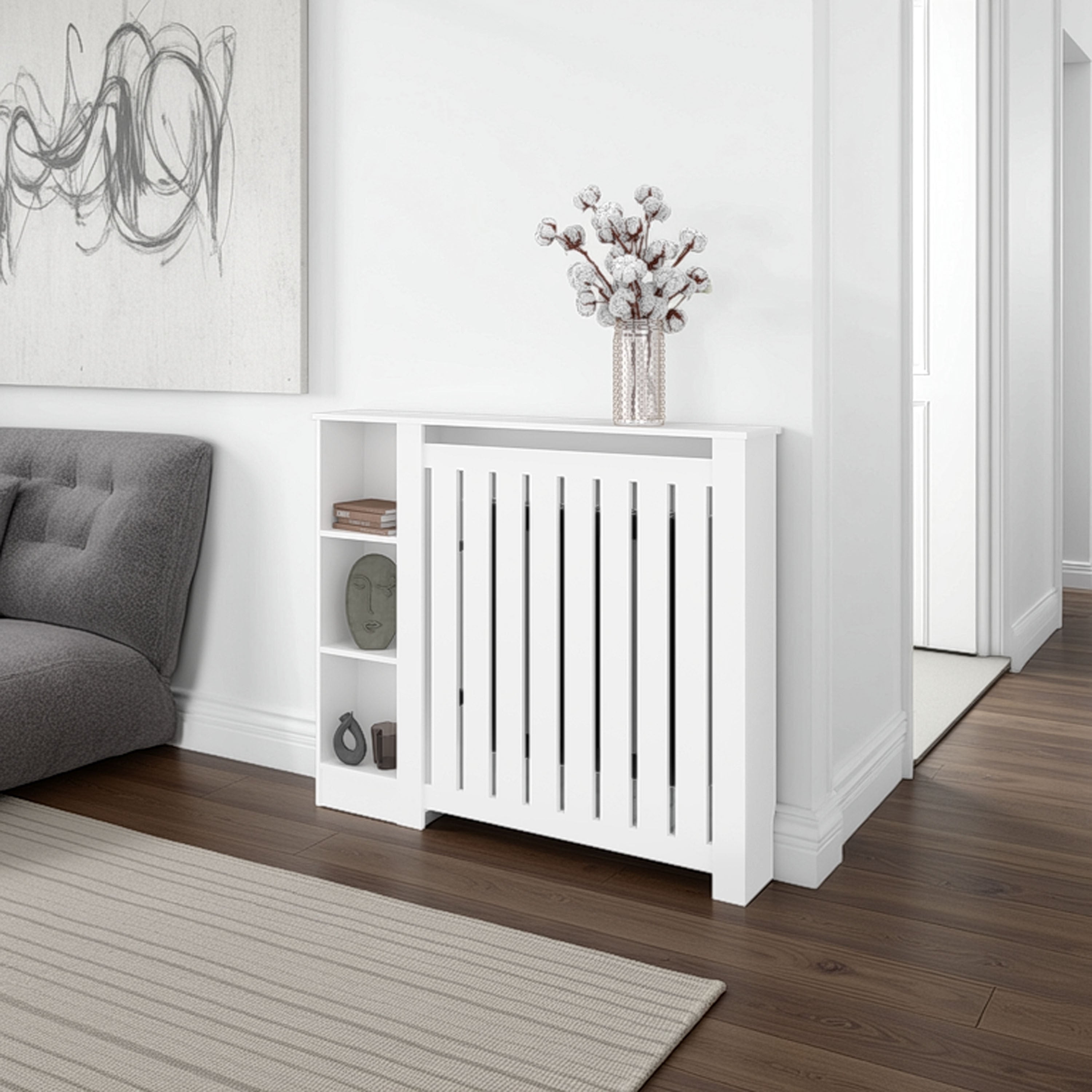Risk Radiator Cover with Storage, Space,Saving Design,White.