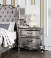 Traditional Vintage Bedroom 1pc Nightstand with 2 Drawers Antique Platinum Finish Wooden Furniture Classic Design