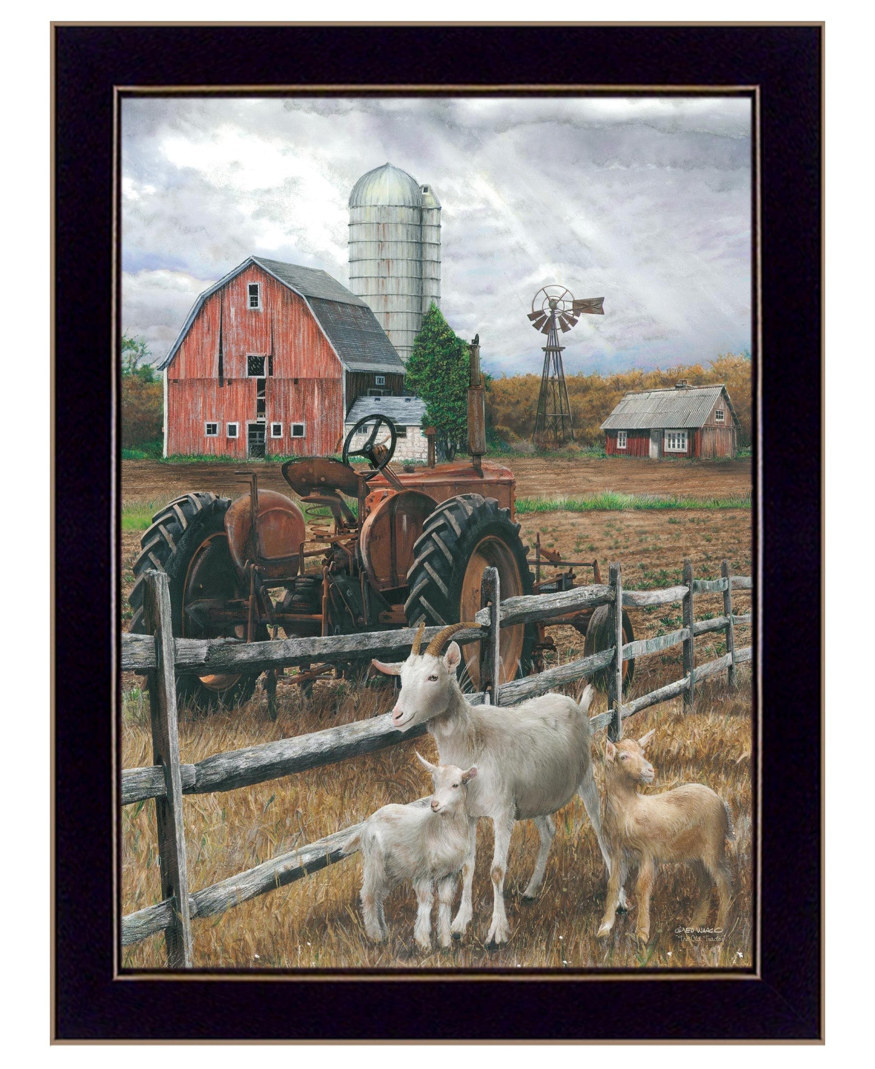 'The Old Tractor' by Ed Wargo, Ready to Hang Framed Print, Black Frame