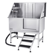 50 Inch Dog Grooming Bath Tub Stainless Steel w Stairs Water Filter
